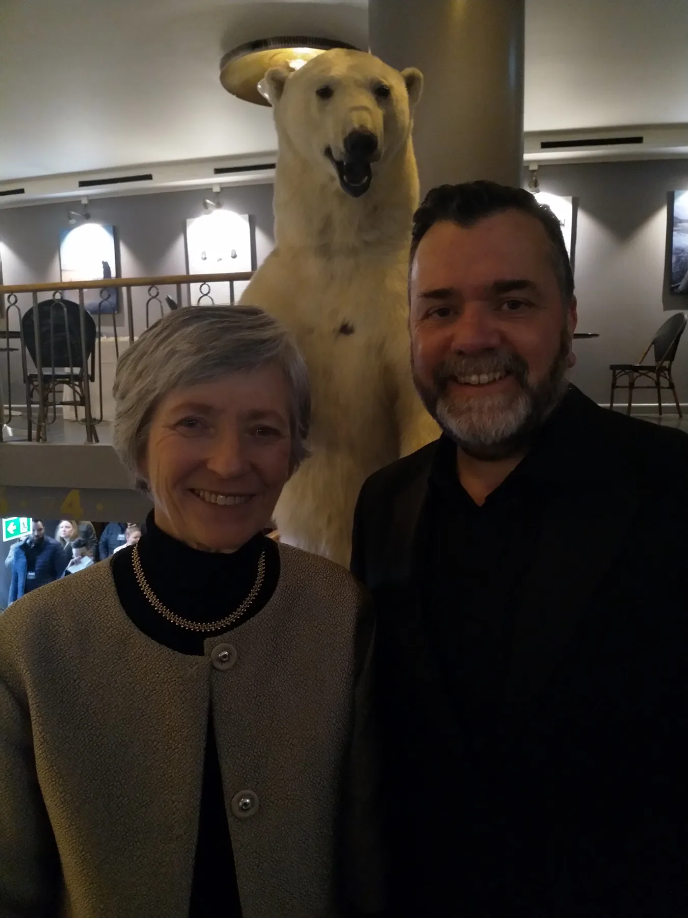 Joe Derrick with Ejnar Mikkelsen's granddaughter at the Danish premiere